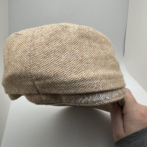 Vintage Tan Ambler Flat Top Cap Hat Cotton Twill OSFA GR47 - Picture 3 of 5